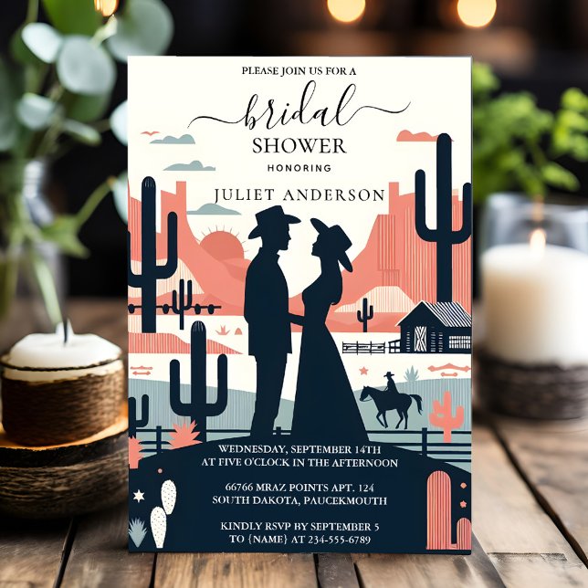 Invitación Rodeo retro Caballo Rustic Western Bridal Shower (Subido por el creador)