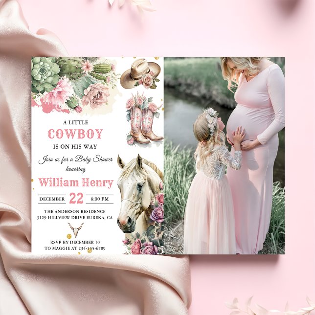 Invitación Rodeo rosa occidental Cowboy Baby Shower (Subido por el creador)