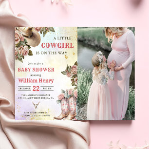 Invitación Rodeo rosa occidental Cowgirl Baby Shower