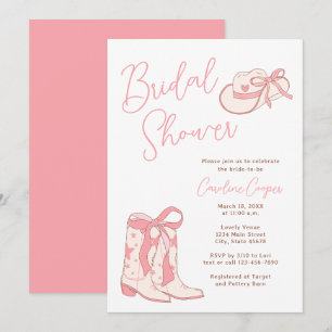 Invitación Rodeo rosa occidental sale con ducha de novias de 