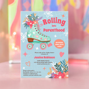 Invitación Rodillo de zócalo floral retro boho de bebé ducha