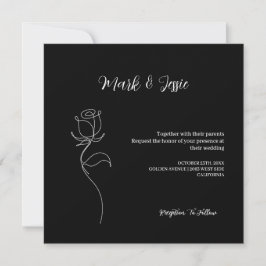 Invitación ROE Boda simple negro y blanco