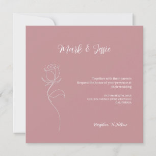 Invitación ROE Boda simple rosa y blanco