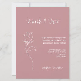 Invitación ROE Boda simple rosa y blanco