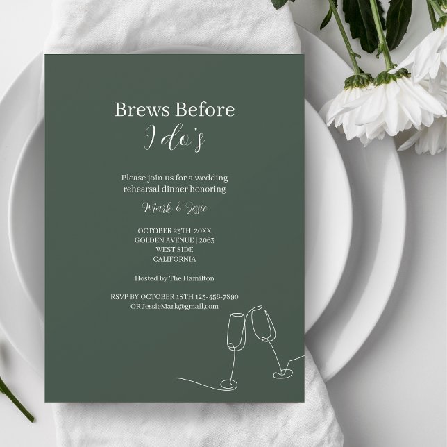 Invitación ROE Dusky Green & White Brets Antes De Cenar (Subido por el creador)