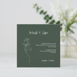 Invitación ROE Dusky Green & White Simple Boda