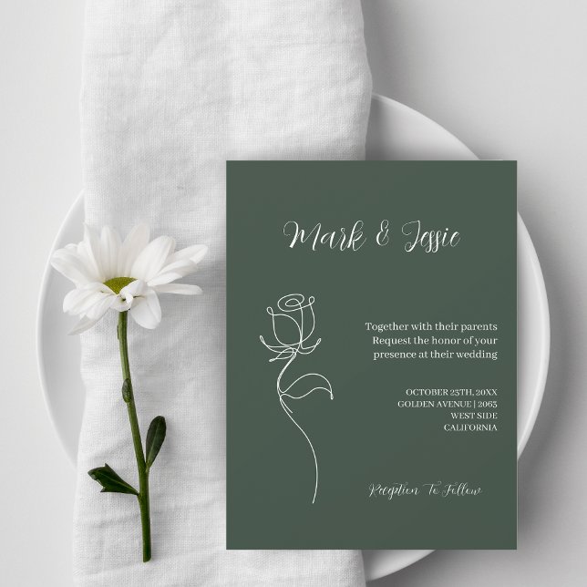 Invitación ROE Dusky Green & White Simple Boda (Subido por el creador)