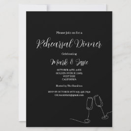 Invitación ROE Sencillo ensayo Boda negro y blanco Cena