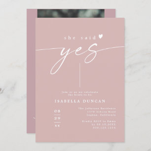 Invitación ROGUE Dusty Rosa Rubor Dijo Sí Ducha Bridal