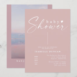 Invitación ROGUE Dusty Rosa Rubor Pink Mauve Chica Baby Showe
