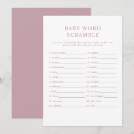 Invitación ROGUE Moderno Rosa Dusty Bebé Palabra Cramble Jueg