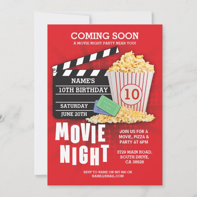Invitación roja a la fiesta de cumpleaños de la pe (Anverso)