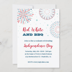 Invitación roja, blanca y barbacoa