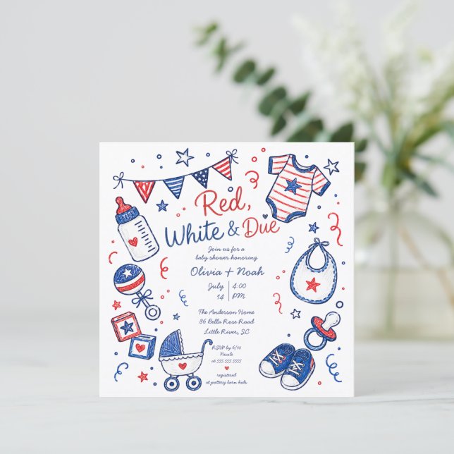 Invitación Roja Blanca y Debida (Anverso de pie)