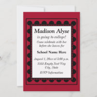 Invitación roja con lunares negros para ir a la un