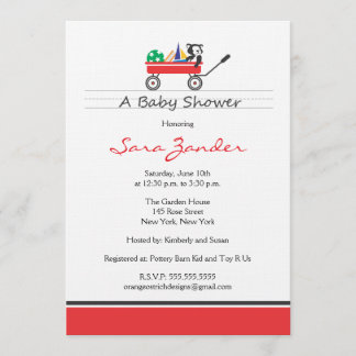 Invitación roja de Baby Shower del carro