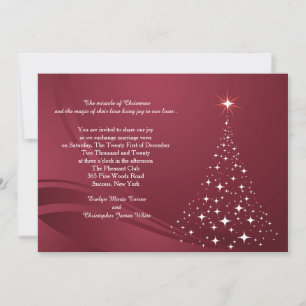 Invitación Roja de Boda con Espíritu Navideño
