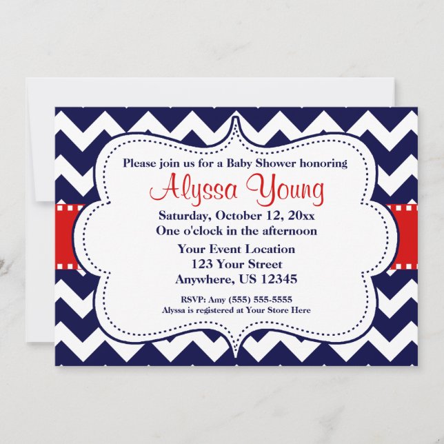 Invitación roja de Chevron de la marina de guerra (Anverso)