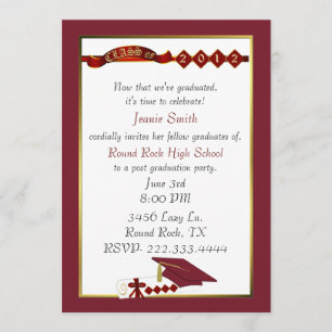 Invitación roja de encargo de la fiesta de