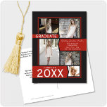 Invitación roja de graduación de 5 Collages de fot<br><div class="desc">Audaz invitación a graduarse en la escuela secundaria o la universidad o invitación en rojo y negro. Haga clic en el botón personalizar para obtener más flexibilidad al añadir texto y fotos. En nuestra tienda, zazzle.com/doodlelulu*, podrá encontrar variantes de este diseño, colores adicionales y productos de coordinación. Contáctenos si necesita...</div>