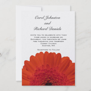 Invitación roja de la boda de la margarita de