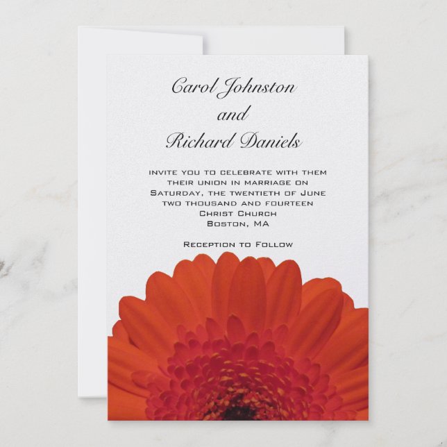 Invitación roja de la boda de la margarita de (Anverso)