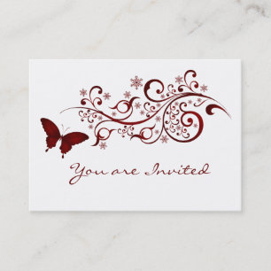 Invitación roja de la boda de la mariposa