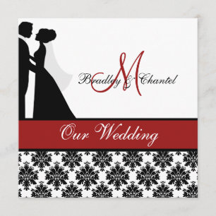 Invitación roja de la boda de los pares de la boda