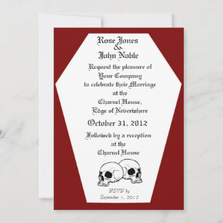 Invitación (roja) de la boda del ataúd