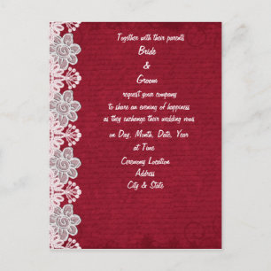 Invitación roja de la boda del cordón