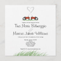 Invitación roja de la boda del tractor