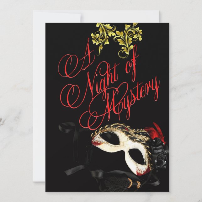 Invitación roja de la bola de mascarada (Anverso)