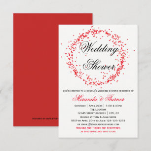 Invitación roja de la ducha de la boda de