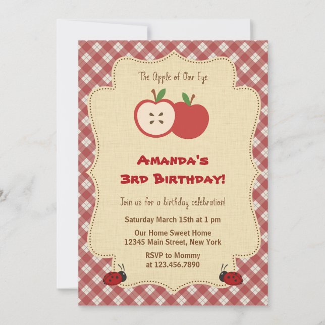 Invitación roja de la fiesta de cumpleaños de (Anverso)