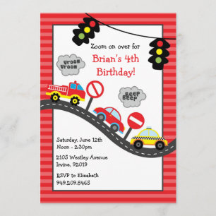 Invitación roja de la fiesta de cumpleaños de los