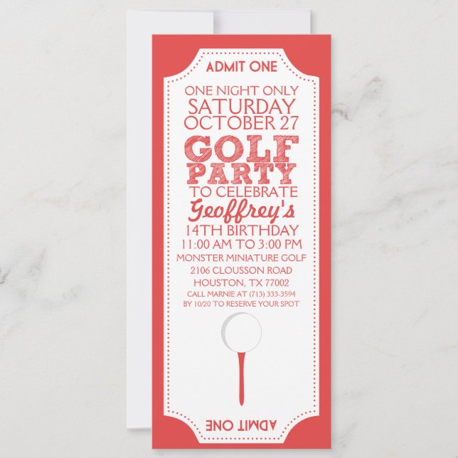 Invitación roja de la fiesta de cumpleaños del (Anverso)