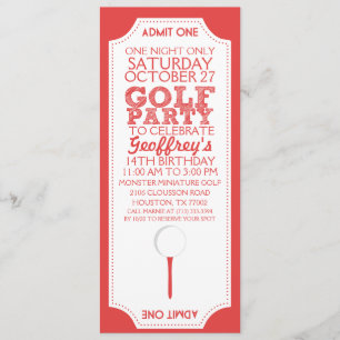 Invitación roja de la fiesta de cumpleaños del