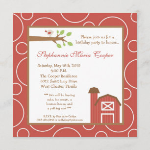 invitación roja de la fiesta de cumpleaños del