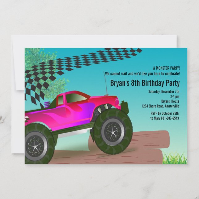Invitación roja de la fiesta de cumpleaños del (Anverso)