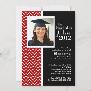 Invitación roja de la fiesta de graduación de la