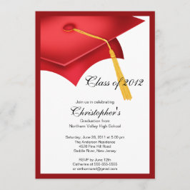 Invitación roja de la fiesta de graduación del