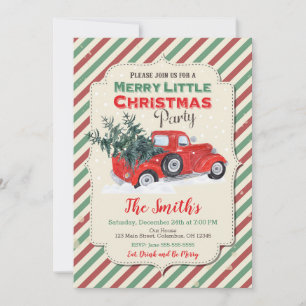 Invitación roja de la fiesta de Navidad del camión