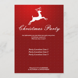Invitación roja de la fiesta de Navidad del reno