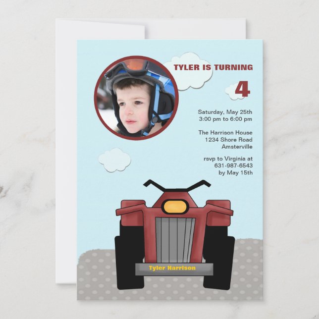 Invitación roja de la foto del patio (Anverso)