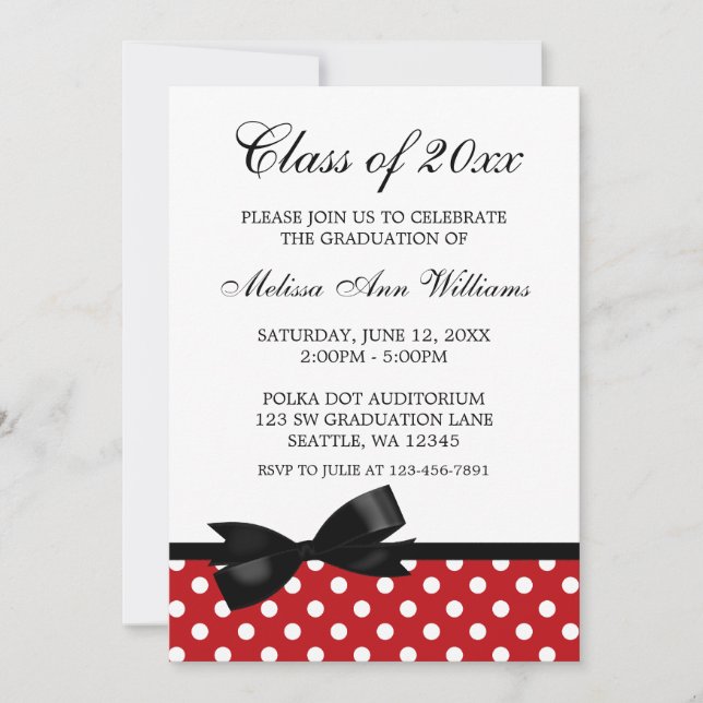 Invitación roja de la graduación del arco del (Anverso)