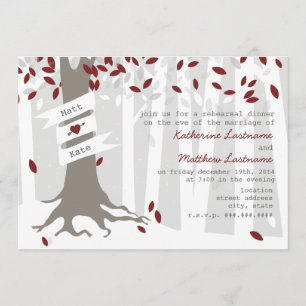 Invitación roja de la nieve del bosque de la cena