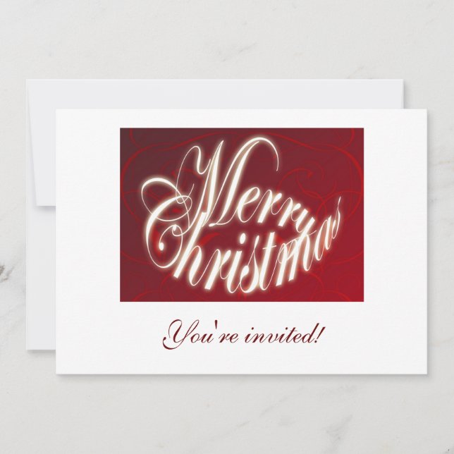 Invitación roja de Navidad alegre (Anverso)