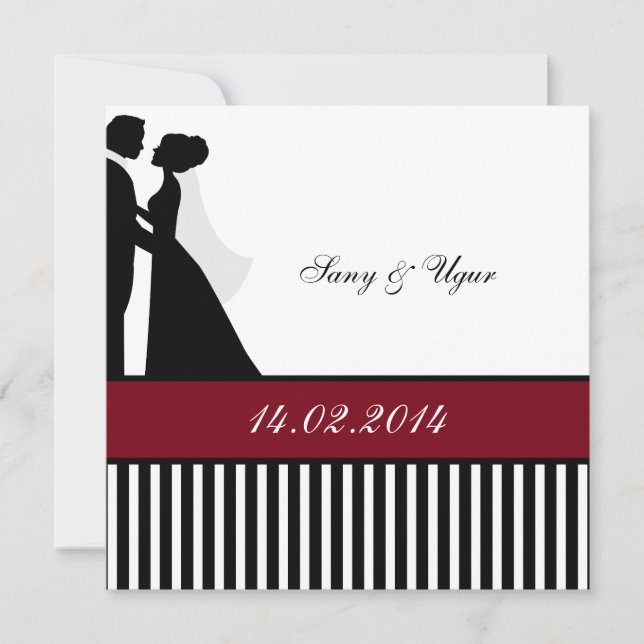 Invitación roja de nupcial de pareja de nupcial (Anverso)