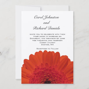 Invitación roja del boda de la margarita de Gerber