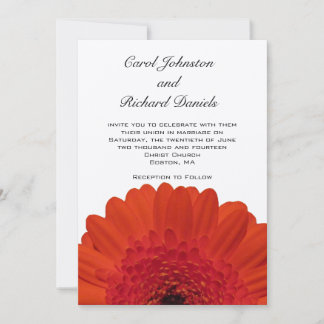 Invitación roja del boda de la margarita de Gerber
